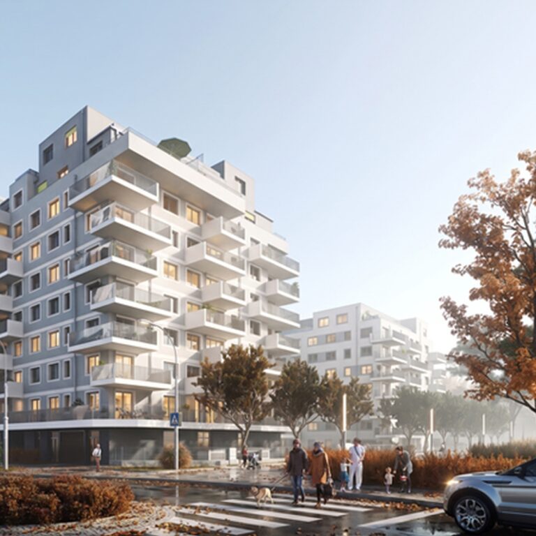 bytový dům, vizualizace s pohledu lidského oka, město, Vídeň, doprava